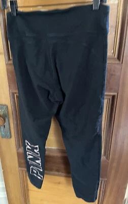 Victoria Secret PINK Large Black Mesh Designed Geometric L Leggings Yoga Pants - Image 1 of 4