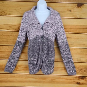Sag Harbor Cardigan Sweater Womens Sz M Pink Purple Heathered Button Front Soft - Picture 1 of 6