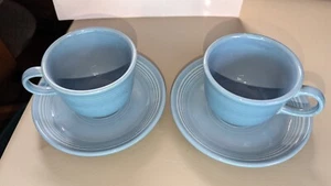 Tazas y platillos azules de colección Fiesta Ware genuinos FIESTA EE. UU. H-L-Co/ Set/2 - Imagen 1 de 4