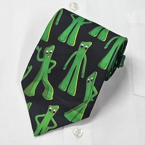 Vintage Ralph Marlin GUMBY Krawatte Herren schwarz grün USA Cartoon einzigartig Arzt - Bild 1 von 5
