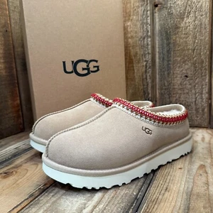 UGG TASMAN SLIPPER WOMENS US 7 SAND DARK CHERRY SUEDE/ WOOL SLIP-ON SHOE - Picture 1 of 13