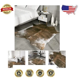 Decorative Faux Cowhide Rug, 4.6x5.2 ft - Ideal for Country-Style Living Spaces - Picture 1 of 9