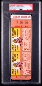 1958 World Series Game 2 Full Ticket PSA 7 NM, Mantle 2 HR's, Yankees VERY RARE! - Picture 1 of 2