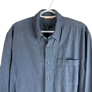 Royal Robbins Mens Wool Blend Button Down Flannel Shirt L Blue Gray L/S Outdoor - Picture 1 of 7