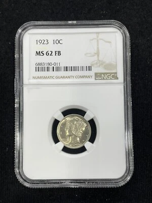 1923 10C Mercury Dime MS62FB MS62 Full Bands NGC - Image 1 of 4