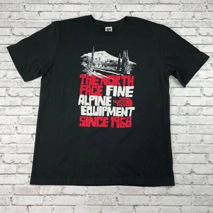 The North Face Mens Shirt Graphic Print Mountains Spell Out Black Size Large - Picture 1 of 6
