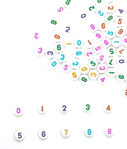 100x Round Falt 7x4mm White + Varied Color & Simple Numbers 0-9 Acrylic - Picture 1 of 14