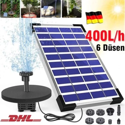 5W Solar Teich Pumpe Solarteichpumpe Garten Wasserspiel Fontäne Springbrunnen - Bild 1 von 4