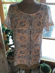 Fat Face Pre Owned Unworn Multi Colour Paisley Short Sleeve Blouse RRP £ 35.00 - Picture 1 of 7