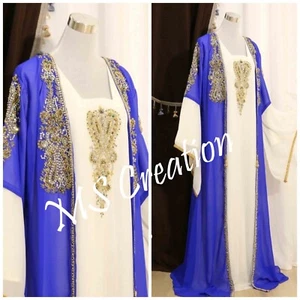 SALE New Moroccan Kaftan Crystal Work African Party Wear Abaya Dress Long Gown96 - Picture 1 of 5