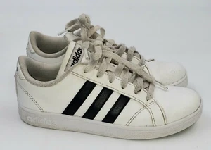 ADIDAS GIRL'S WHITE WITH BLACK STRIPES SNEAKERS [SIZE 2] - Picture 1 of 4