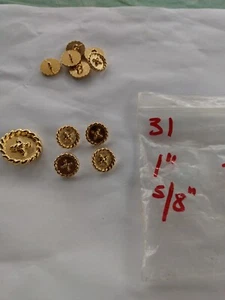 5 GOLD RUNDE KNÖPFE MIT ZENTRUM 1 Zoll + 4 STCK. 5/8 Zoll METALLTASTEN GL31 - Bild 1 von 4