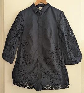 Camicia tunica Akris Punto nera taglio laser dettaglio pizzo taglia 12 - Foto 1 di 10