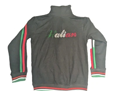 Sudadera italiana para mujer Marvel Fashions negra con cremallera completa deslumbrante talla pequeña Foto 1 de 4