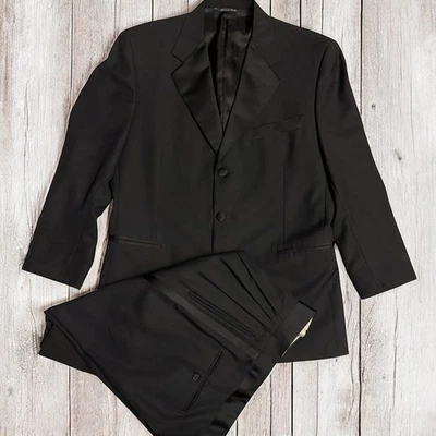 Canali Men’s Luxury Italian 2-Pc 100% Pure New Wool Black Tuxedo 38R | 32x29 - Image 1 of 4