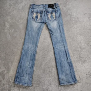 Miss Me Signature Bootcut Jeans 31x33 Light wash Angel Wings Flap Pocket - Picture 1 of 17