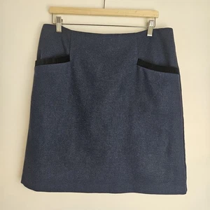 Falda Lápiz Corta Laura Ashley Mezcla Lana Azul Marino Forrada Cremallera Recta - Talla UK 14 - Imagen 1 de 10
