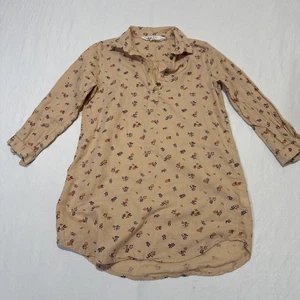 H&M Girl’s Pink Long sleeve Floral Dress Size 6 Missing Belt - Picture 1 of 6