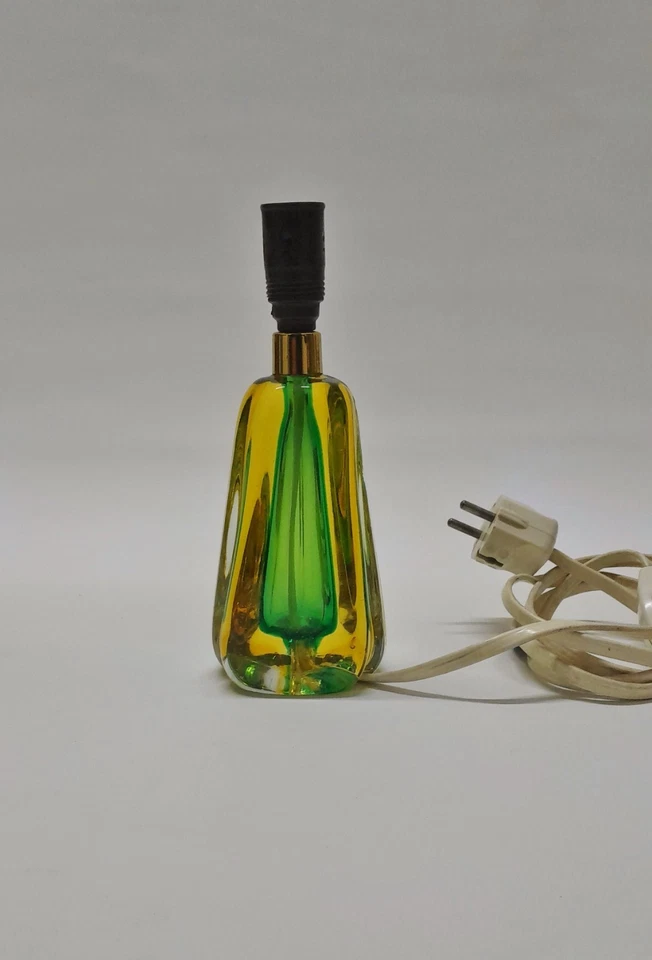Vintage MURANO SMMERSO TISCHLAMPE 70er J. gelb grün, LAMPENFUSS LAMPE - Bild 1 von 4