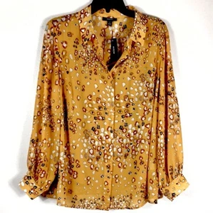 Alfani Tare Blouse Button Down Mustard Top Long Sleeve 2X NWT - Picture 1 of 7