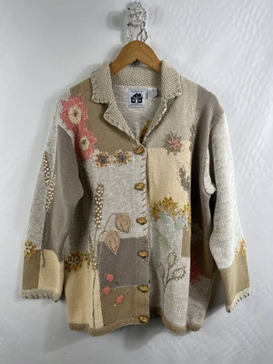 Storybook Knits Cardigan Sweater "Autumn Memories" 1X Embroidered Artsy - Image 1 of 4