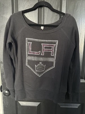 Sudadera negra fuera del hombro de Los Angeles Kings para mujer con logotipo brillante talla pequeña Foto 1 de 4