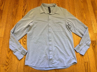 Camisa de Vestir Lululemon Commission Para Hombres Azul Mediana Abotonada Manga Larga Bolsillo M Foto 1 de 4