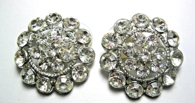Vintage Rhinestone Women's Cufflinks Pinwheel 1 1/4" - Image 1 of 4