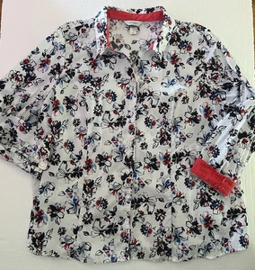 CJ Banks Size 3X Blue Dress Shirt Plus Size Oxford Style Shirt Button Front Long - Picture 1 of 10