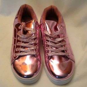 Neu ohne Etikett Indulge ANDI Damen-Sneaker verspiegelter metallischer Schnürschuh... Größe 7 - Bild 1 von 5
