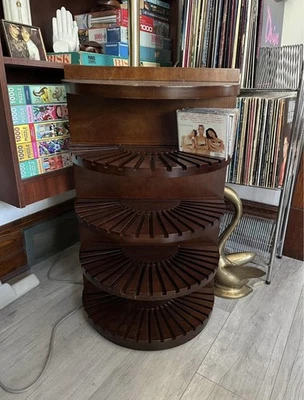 Органайзер стойка держатель компакт-дисков тяжелое темное окрашенное дерево подставка для хранения дисков с играми - Изображение 1 из 4