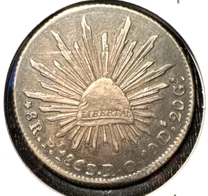 Mexico 1863 Pi RO 8 reales XF rev scrachtes - Picture 1 of 2