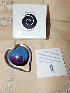 Epiphany Studios Blue & Purple Heart Paperweight Commemerative Piece MIB - Picture 1 of 5