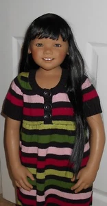 Monique RAVEN Doll Wig SIZE 14/15 BLACK~VERY LONG Straight Hair & Bangs NWT - Picture 1 of 6