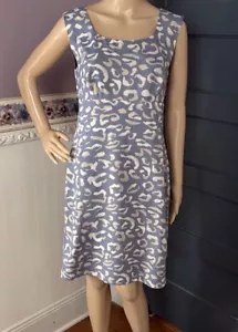 Ann Taylor Etuikleid Gr. 4 blau beige Leopard Punkte ärmellos knielang - Bild 1 von 12
