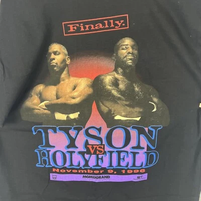 Vintage Holyfield vs Tyson Champion Fight 96 MGM Grand Exclusive Black Shirt XL - Image 1 of 4