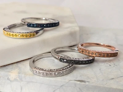 Diamond Rings--Blue/ Green/ Champagne/ White/ Yellow 0.10ctw, Mix & Match Sz 8 - Image 1 of 4