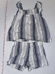 Carters Baby Girl Two Piece Set 24 Months Summer Blue and White Stripes - Picture 1 of 6