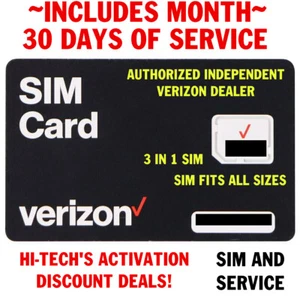 VERIZON SIM ⭐ WITH $45 SERVICE PLAN 30 DAYS ⭐ 15gb DATA ⭐ TRUSTED DEALER! - Picture 1 of 4