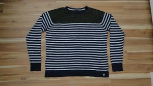 Lands' End Sweater Mens XL Striped Pullover Crew Neck Long Sleeves Knit Cotton - Picture 1 of 4