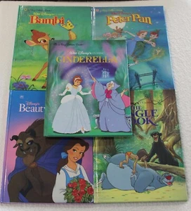 Golden Book 5 Disney Classic Books Bambi Peter Pan Cinderella Jungle Book Bell - Picture 1 of 6
