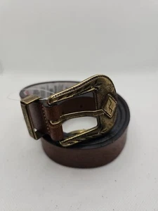 Topman Mens Leather Dress /Western Belt Size S Tan Brown Regular Fit Buckle