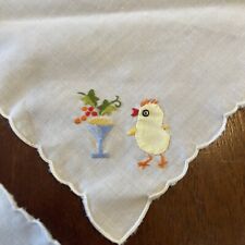 Vintage Embroidered Rooster Chicken Chick Cocktail Napkins Coasters Lot 6
