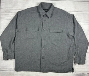 Vintage Eddie Bauer Shirt Mens XL Gray 100% Wool Button Up Long Sleeve - Picture 1 of 19