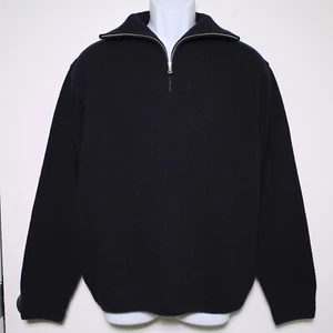 OCTOBRE EDITIONS - Dark Blue 100% Wool 1/4 Zip Knit Sweater - Men's Large 🔥 - Picture 1 of 9