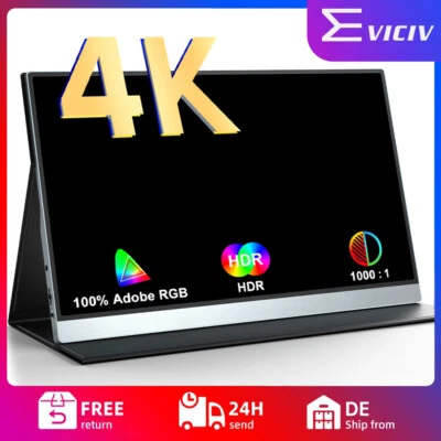 EVICIV True 4K Tragbarer Monitore, 15,6 Zoll UHD USB C Display 100% Adobe RGB DE - Bild 1 von 4