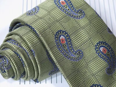 Corbata de seda Robert Talbott Best of Class verde azul cachemira limpia Wovern 59 x 3 3/4 Foto 1 de 3