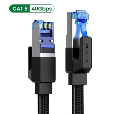 Ugreen Cat8 Cat7 Ethernet Flat Braided Cable RJ45 40Gbps Network Lan Cord 5m new - Image 1 of 2
