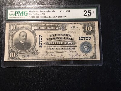 National Bank Note Marietta PA PMG25 Vf 14 Large Known Sig.Redrawn Net - Image 1 of 4
