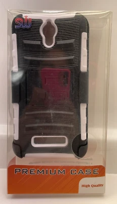 Funda SW Premium con soporte para ZTE Obsidian Z820, negra/blanca Foto 1 de 4